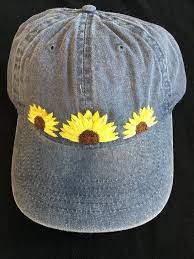 Hand Embroidered Hat With Sunflowers Hat Embroidery Embroidered Hats Hand Embroidered