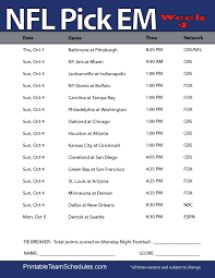 List of nfl weekly football games. Pick Em Weekly Pick Em