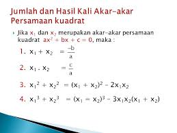 Rumus akar akar persamaan kuadrat x1 dan x2. Berkelas Ppt Download