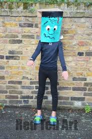 This creepy ensemble comes with everything kids need to complete the transformation into the iconic character, including the tattered jacket with shirtfront across a stitched chest and a green monster headpiece. Halloween Costumes Kids Can Make Frankenstein Red Ted Art Make Crafting With Kids Easy Fun