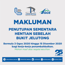 Tak ade mase nak edit lagi. Prolintas Gce On Twitter Makluman Bermula 3 Ogos Hingga 15 Disember 2020 Hentian Sebelah Bukit Jelutong Akan Ditutup Bagi Kerja Kerja Penambahbaikan Sebarang Kesulitan Amat Dikesali Https T Co Atnmvgrzf5