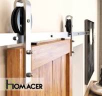 Non-Bypass Sliding Barn Door Hardware Kit - Spoke Wheel Design Roller - 4ft  / Two Doors Kit
