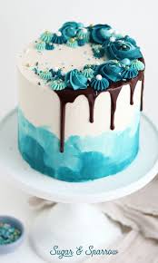 Black And White Watercolor Cake Teal Watercolor Cake Drip Cakes Cake Chocolate Drip Cake