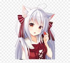 The origin of colored hair came from black and white. Anime Girl Neko Hair White Eyes Red Hd Png Download 480x666 4003672 Pngfind