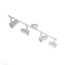 Four White Ceiling Spotlight Bar On A Round Base Using 4 X Gu10 Max 35w Ip20 Rated Ceiling Spotlights White Ceiling Ceiling