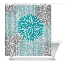 Limited time sale easy return. Cloud Dream Home Dahlia Pinnata Flower Turquoise Blue And Gray Shower Curtain Waterproof Polyester Fabric Bath Curtain Design 72x78 Inch Pricepulse