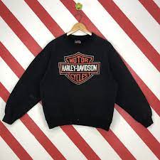Vintage 90s Harley Davidson Sweatshirt Harley Davidson Crewneck Harley Davidson Sweater Pullover Harley Davidson Print Logo Black Medium Harley Davidson Sweatshirts Sweatshirts Harley Davidson