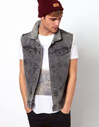 Denim Vest Grey Men Urban Fashion Sleeveless Denim Jackets Stylish Jackets Denim Jacket