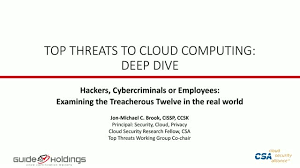 The cloud security alliance (csa) has created it's latest version of the treacherous 12: Hackers Cybercriminals Or Employees Who Poses The Biggest Threat To The Org