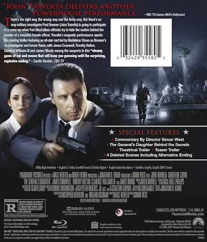 Amazon.com: The General's Daughter : Clarence Williams III, Daniel Von  Bargen, James Cromwell, James Woods, Leslie Stefanson, John Travolta,  Madeleine Stowe, Timothy Hutton, Simon West: Movies & TV