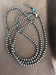 Navajo necklace may be plain chains, chokers, beaded, or made of pearls. Long Navajo Pearls 4mm Seamless Oxidized Sterling Beads Strung Etsy Turquoise Jewelry Native American Turquoise Jewelry Necklace Jewelry Business