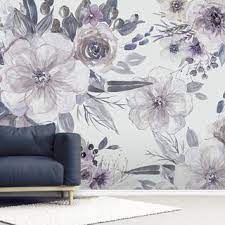 Purple Flowers Wallpaper By Carol Robinson Wallsauce Uk Purple Flowers Wallpaper Flower Wallpaper Painting Wallpaper
