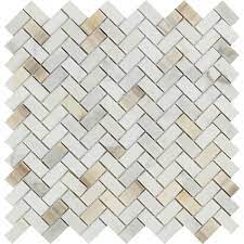 Tilephile Herringbone Mosaic Tile Calacatta Gold Marble Calacatta Gold