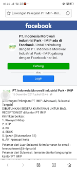 Perusahaan yang bapak/ibu pimpin sebagai staff administrasi. Cara Buka Info Loker Imip Morowali Industrial Park Imip Facebook