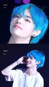 Bts Taehyung V Lockscreen Wallpaper Blue Hair Blue Hair I N Blue Hair Taehyung Blue Hair