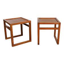 Vintage side table imperial, grand rapids / antique. Vintage Scandinavian Modern Pair Of Square Open Cube Side Tables In Teak Chairish Cube Side Table Side Table Open Cube