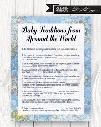Baby Traditions Around The World Shower Game Printable Baby Etsy Adventure Baby Shower Baby Shower Planning List Travel Baby Showers