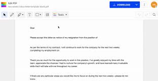 Fillable 2 week notice letter examples. Two Weeks Notice Letter Template Free Download Smallpdf