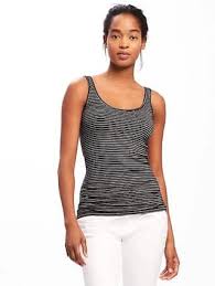 Black And White Striped Tank Top Women S Old Navy First Layer Fitted Rib Knit Tank For Women Petite Regular Tall A Black And White Thin Horizont Knit Tanks Athletic Tank Tops White Striped Tee