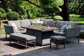 Firepit tables are the perfect combined heating and dining solution for your garden. Pulse Rectangular Corner Dining Set With Firepit Table Flanelle Elements