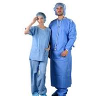 SMS Disposable Hospital Medical Gowns Knit Cuff Non Woven Protective  Overalls Clothes 40gsm Surgical Sterile Isolation Gown