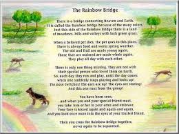 A touching pet memorial gift for an owner who had to help their dog say good bye. Rainbow Bridge Poem S H A R E S H A R E Rainbow Bridge Rainbow Bridge Dog Rainbow Bridge Dog Poem