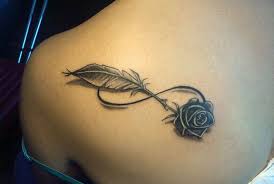 Feather And Rose By Klosmagda On Deviantart Feather Tattoo Design Feather Tattoos Trendy Tattoos