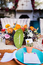 Cactus centerpiece succulent wedding centerpieces cactus wedding rustic wedding centerpieces wedding flowers clare day flowers and adrian michael photography spiral hand and matt edge photography bare root flora. Boho Desert Wedding With Bright Pops Of Color Ruffled