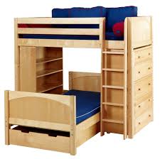White bunk bed with navy bedding. 21 Top Wooden L Shaped Bunk Beds With Space Saving Features