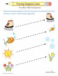 Tracing Diagonal Lines Match The Opposites Worksheet Education Com Tracing Worksheets Preschool Preschool Tracing Tracing Worksheets Free