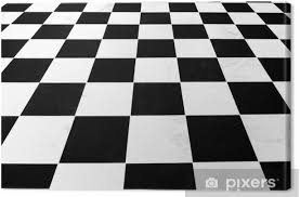 Black And White Checkered Linoleum Floor Receding Canvas Print Pixers We Live To Change