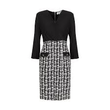 La gonna si caratterizza per questo pannello in fantasia colore blu che dal suo. Joseph Ribkoff Abito In Jersey E Pied De Poule Donna Bianco Nero Mascheroni Moda