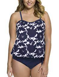 Septangle Women S Plus Size Bandeau Blouson Tankini Blue Us16 Featuring Adjustable Straps That You Can Just Tie It Where Plus Size Swimwear Swimwear Tankini