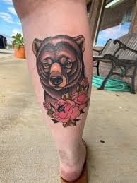 Flower tattoo designs can be large, small, black, grey, white, colorful, or anything in between. Bear With Flowers Done By Melanie Allen At Quality Custom Tattoos In Somerset Ky I M So Stoked To Have This Forever On My Body Tattoos