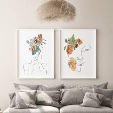 The same goes for space above a bed. Modern Abstract Figure Line Art Picture Nordic Canvas Painting Wall Art Color Leaves Poster And Print For Living Room Home Decor Painting Calligraphy Aliexpress