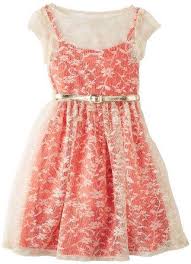 Amazon Com Bonnie Jean Girls 7 16 Coral Lace Over Dress Clothing Girls Coral Dress Dresses Bonnie Jean Girls