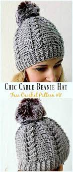Chic Cable Beanie Hat Crochet Free Pattern Cabled Beanie Hat Free Crochet Patterns Crochet Hats Free Pattern Crochet Hat Free Hat Knitting Patterns