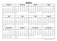 Holidays in red for easy glances at those important dates. Editable 2021 Yearly Calendar Landscape Free Printable Templates