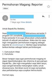 Contoh Surat Permohonan Magang Kerja Yang Baik Dan Benar Mahasiswa Pemerintah Surat
