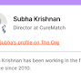 Profile Picture of Subha Krishnan - Director at CureMatch - The Org (@theorg.com) on Google