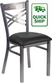 Hercules series black vertical back metal restaurant chair with cherry wood seat. Clear Coat X Back Metal Chair Metal Frame Restaurant Chairs