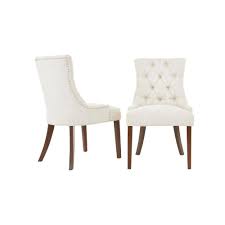 Noble House Crown Off White Linen Dining Chair Set Of 2 520 The Home Depot In 2020 Dining Chairs Upholstered Dining Chairs Linen Dining Chairs