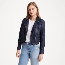 Rowlen Jacket In Aviator Navy Blue And Silver Cropped Slim Petite Friendly Fit Pockets Buttery Soft Lamb Leather Jackets Bomber Jacket Shop Womens Jackets