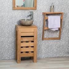 Antonio miro large iroko wood wall mount counter top unit with integral drawer sinks and. Solid Wood Teak Vanity Unit Single Sink Zen Rectangular Natural L 40 Cm