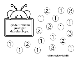1 Rakami Okul Oncesi Calisma Cizelgeleri Okuma Matematik