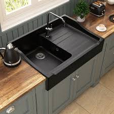 Evier A Poser Granit Noir Kumbad Tamarin 1 Bac 1 Egouttoir Cuisine Moderne Evier Timbre Evier A Poser