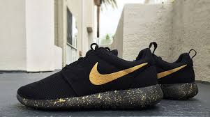 Black And Gold Nike Running Shoes Womens And Mens Custom Nike Roshe Black And Gold Black Gold Splatter Design Gold Splatter Design Limited Stock Black Nike Shoes Nike Fashion