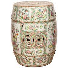 Hand crafted round porcelain garden stool made using high temperature fired, durable chinese porcelain. Chinese Rose Medallion Garden Seat At 1stdibs
