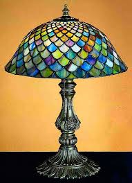 Fishscale 17 Table Lamp In 2020 Stained Glass Lamp Shades Stained Glass Table Lamps Stained Glass Lamps