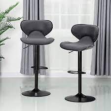Bar stools set of 2 pu leather counter height bar stools with back and footrest industrial tall bar height chairs for kitchen (gray, 2 chairs) $163.99 $ 163. Buy Alpha Home Bar Stools Counter Height Adjustable Swivel Bar Chair Modern Pu Leather Kitchen Counter Stools Bar Height Bar Stools Set Of 2 350 Lbs Capacity Grey Online In Indonesia B088687k7n